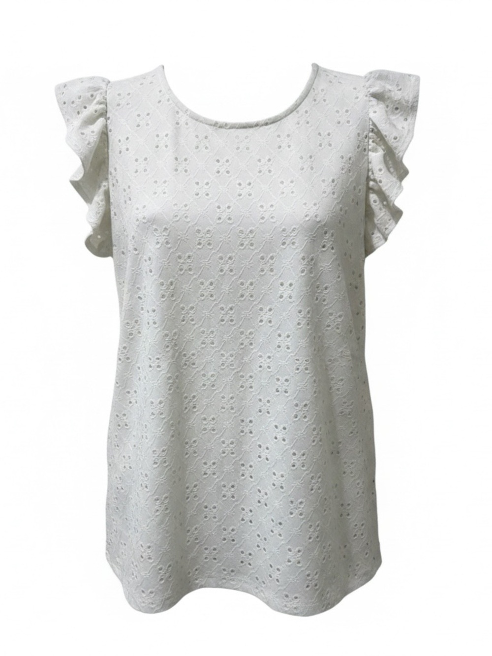 Torrid Size 2 White Eyelet Flutter Sleeve Top